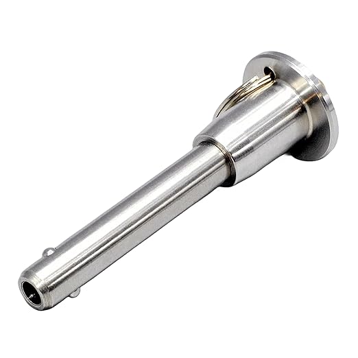 Stainless Steel Ball Head Locking PinQuick Release Pin , 6mm 1/4" Pin Dia Safety Push Button Linear Array Stop Pin with Lanyard Cable for Musical Instrument (1Pack, Usage Length(MM):80)