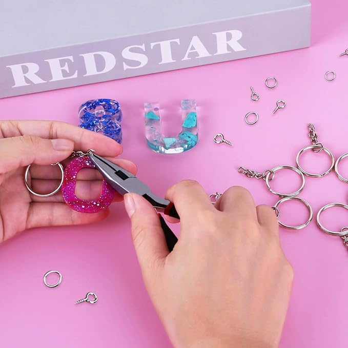 Keychain Rings for Crafts, Flasoo 360Pcs Keychains for Resin Include Key Rings with Chain, Jump Rings, Screw Eye Pins for DIY Keychain Making