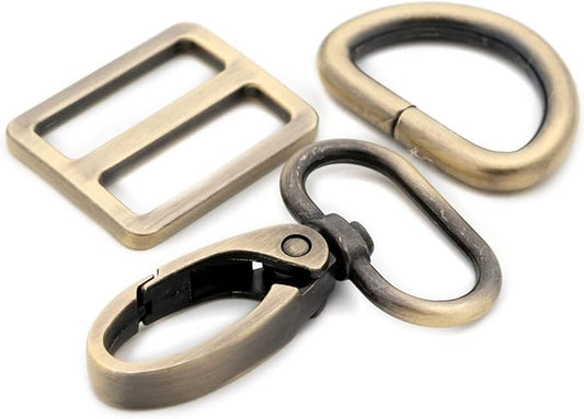 Oval Ring Swivel Lobster Claw Clasps, 5 Set Keychain Clasp Oval Ring Swivel Snap Hooks for Strap Bag Purse Landyard Craft (1 1/4",Brushed Brass)