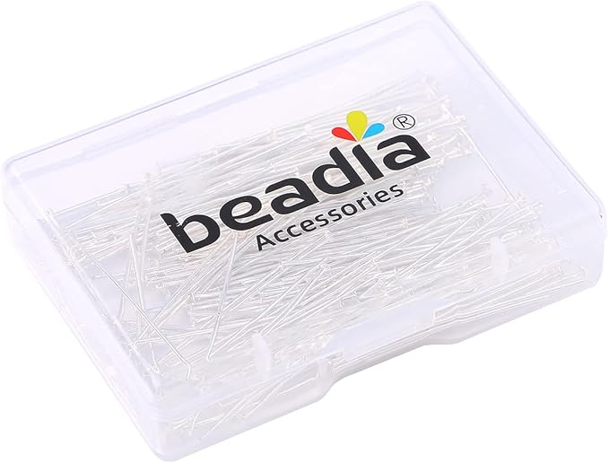 Silver Plated Flat Head Pins Non Tarnish 35mm 200pcs for Jewelry Making Findings