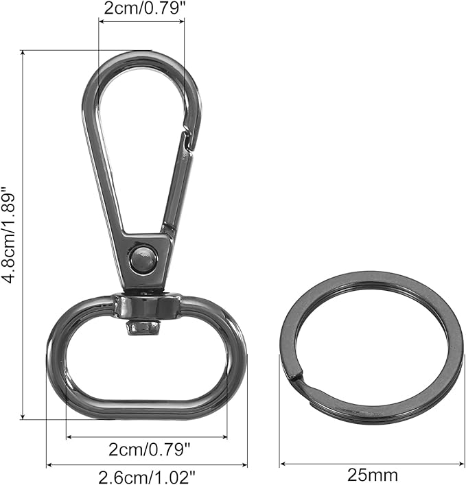 uxcell 12 Pcs Swivel Clasp Hook, 0.79" Purse Snap Clasps Detachable for Bag, Grey