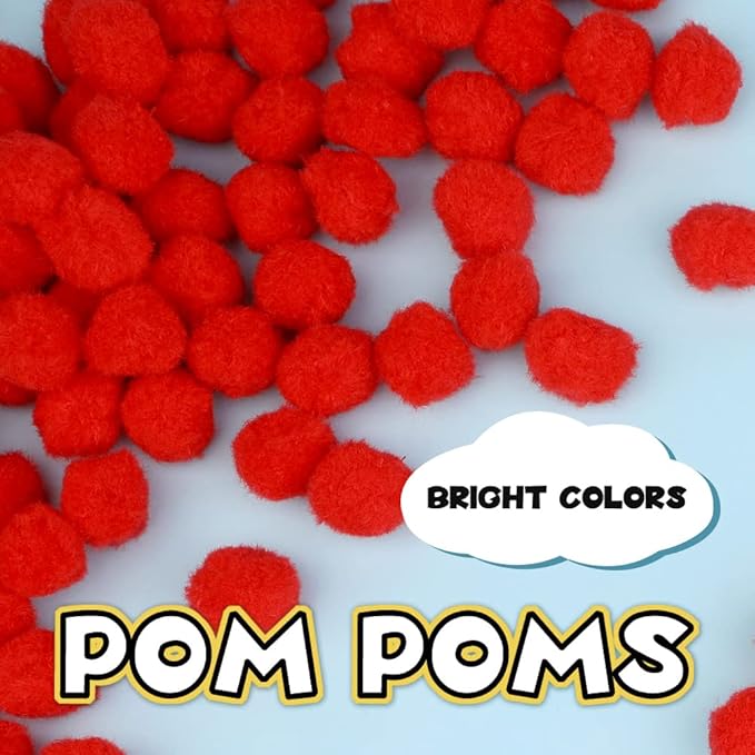 MORFEN 150 Pieces Pom Poms, 1 Inch Red Pom Poms for Crafts, Fuzzy Pompom Puff Balls, Small Pom Pom Balls for Crafts Projects, DIY Arts, Home Decorations Craft Supplies