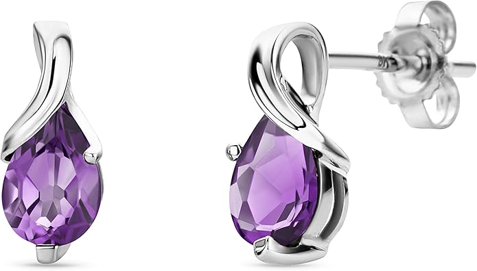 Orovi 0.40Inch 14K Gold Earrings for Women in 14K White Gold/Yellow Gold 585 with Pear-Shape Rubies/Sapphires/Emeralds/Blue Topaz/Amethysts Gemstones, Handmade Jewelry for Women, Dangle Earrings