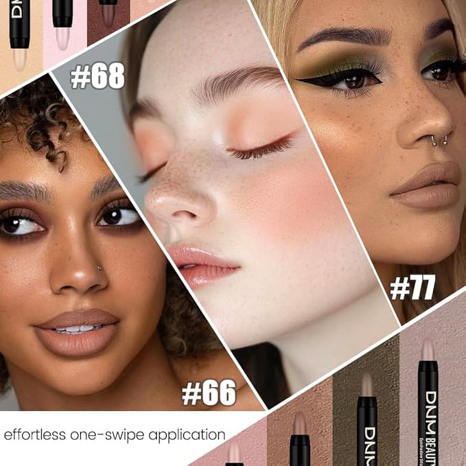 Kaely 8Pcs Cream Eye Shadow Sticks Set, Matte Eyeliner Pencil Eyeshadow Palette Makeup, Eye Highlighter Brightener Stick for Older Women Waterproof Pigmented, sombras para ojos, New-13