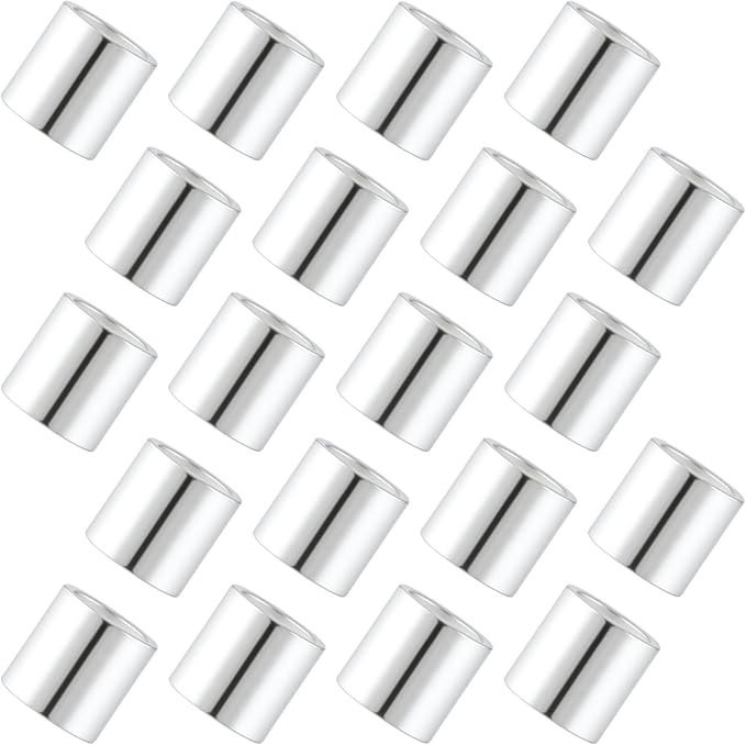 20 Pcs Sterling Silver Crimp Beads, Sterling Silver Beads for Jewelry Making, Tube Loose Beads for DIY Craft, Jewelry Making (1.2mm)