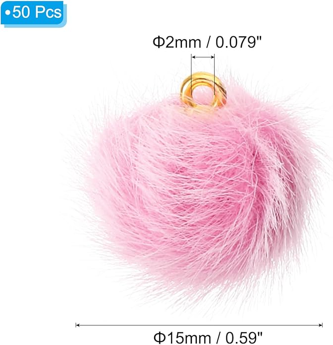 PATIKIL 50pcs Pom Poms Charm, Pompoms Charm Craft Pom Poms Pendants Balls Small Fluffy Tassel Bulk for Crafts Jewelry Making