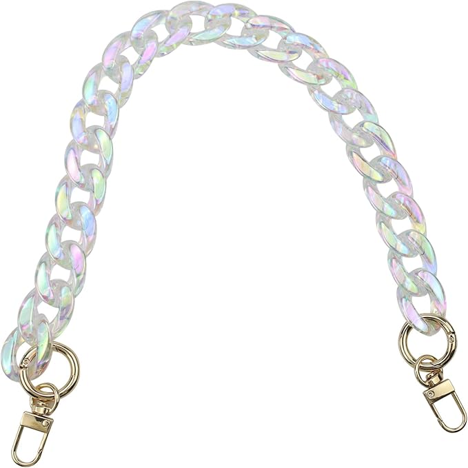 Chunky Acrylic Purse Strap Bag Chain Handle Purse Chain Replacement for Handbag Purse Shoulder Bag (Colorful Transparent,17.7")