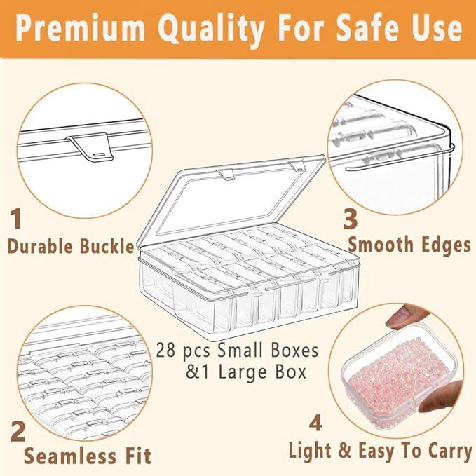 30pcs Bead Storage Containers,Large Bead Organizer Boxes And Craft Storage Boxes For Bracelet Making Diy Jewelry Craft Nails, Bracelets, Jewelry, Diamonds, Clay Beads, Screws,3.3x2.36x0.98Inch