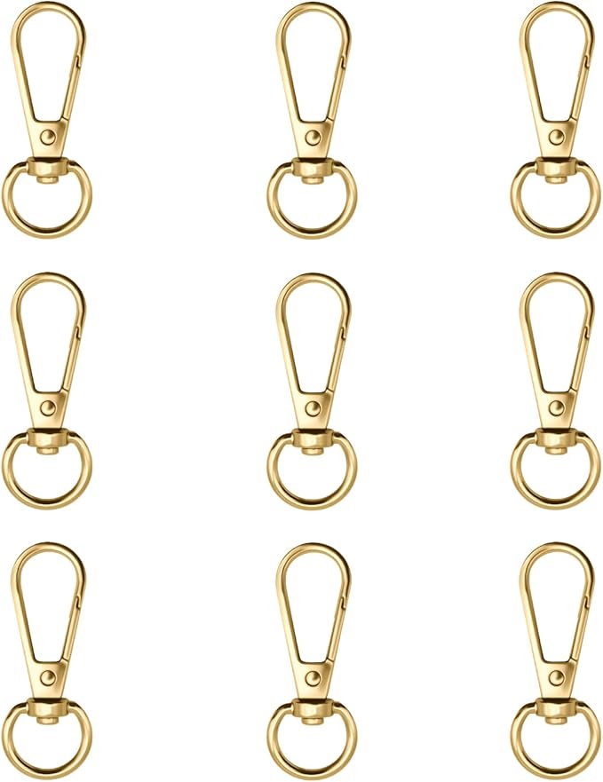 12pcs Swivel Push Gate Snap Hooks Clasps for DIY Crafts Keychain Clip Purse Handbag Making Accessories (Light Gold,Medium(38mm))