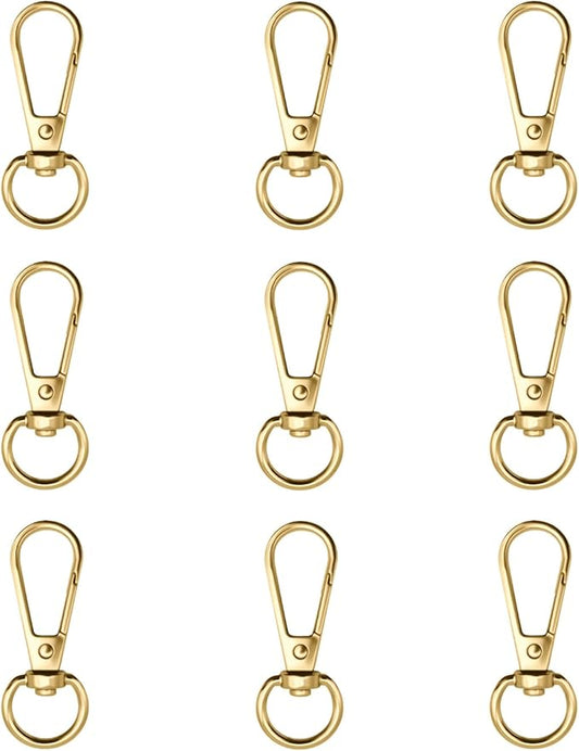 12pcs Swivel Push Gate Snap Hooks Clasps for DIY Crafts Keychain Clip Purse Handbag Making Accessories (Light Gold,Medium(38mm))