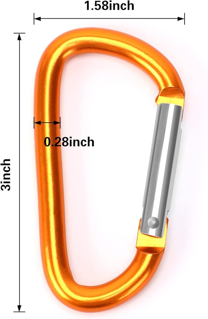 Carabiner Clips, Upins Aluminum Locking Spring Hook Keychain D Shape Heavy Duty Buckle Pack Carabiners Clip Lock Snap Hooks Backpack Clip