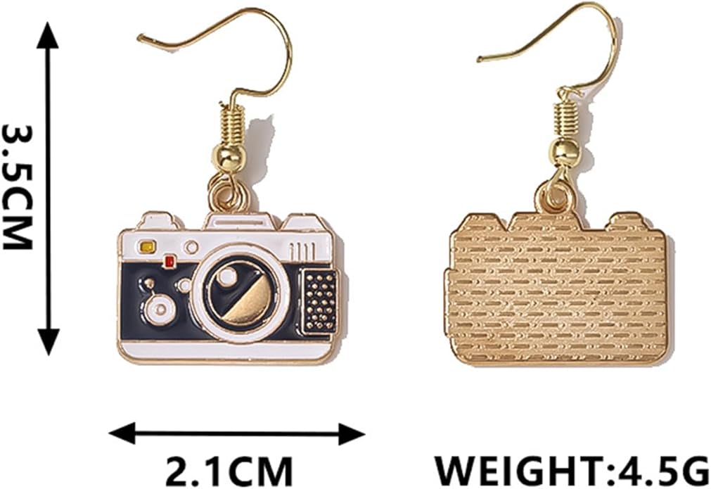 coadipress Camera Earrings for Women Fashion Personalized Retro Classic Gold Plated Miniature Photographer Dangle Drop Charm Earrings Travel Jewelry Photography Gifts