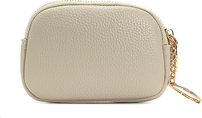 Change Holder For Men & Women Waterproof Mini Pouch Wallet With Key Chain Ring Zipper (Beige)