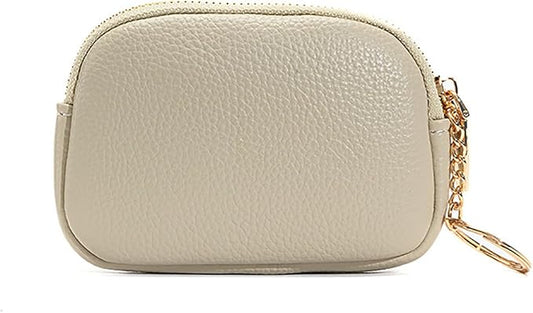 Change Holder For Men & Women Waterproof Mini Pouch Wallet With Key Chain Ring Zipper (Beige)