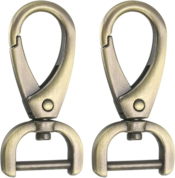 HARFINGTON 2Pcs Detachable Snap Hook Swivel Clasp 5/8" D Ring with Swivel Lobster Claw Clasps Hook for Purse Strap Keychain Bag DIY Craft, Brass