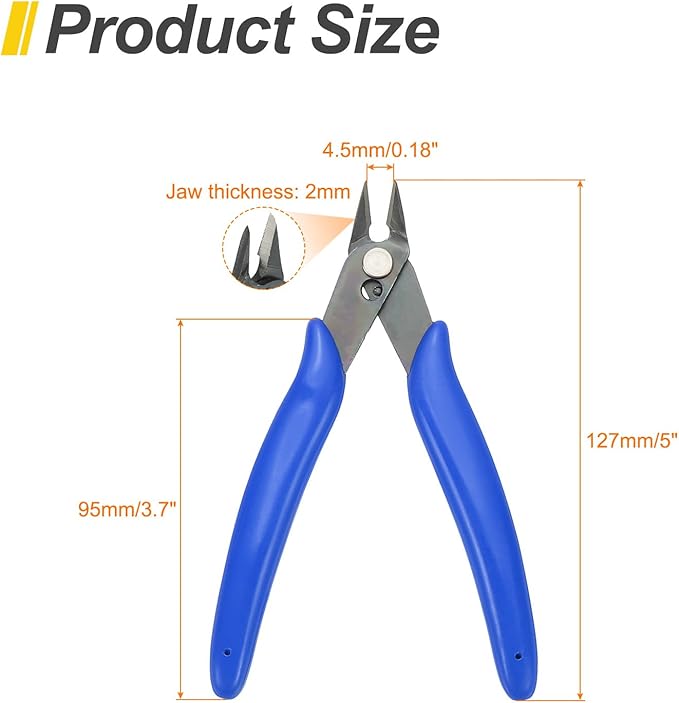 HARFINGTON 2pcs 5" Flush Cut Pliers Small Precision Wire Cutter Side Cutter Diagonal Cutting Pliers for Jewelry Model Electronic 3D Print, Blue