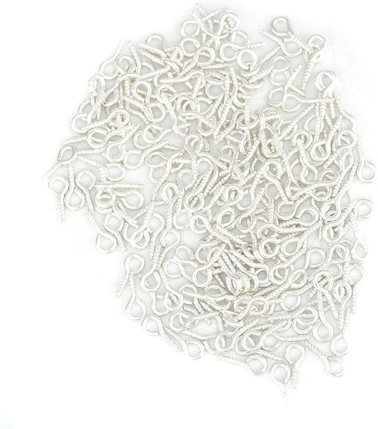 Pack of 200 Mini Eye Pins Hooks Eyelets Screw Hooks Threaded Bails Findings for Jewelry Pendant Making(Silver)