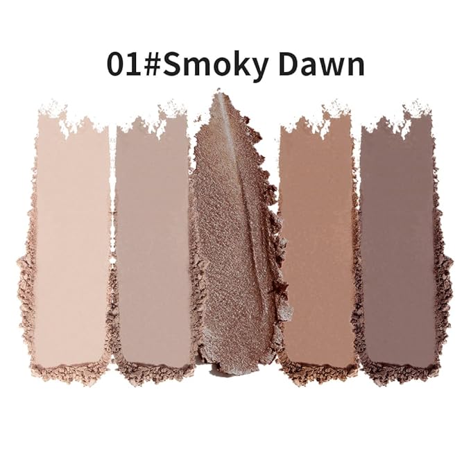 5 Color Eyeshadow Palette, Matte and Shimmer Powder Makeup, Highly Pigmented Blendable Shadows, Long-Lasting Waterproof, Natural Nude Brown Pink Shades C01
