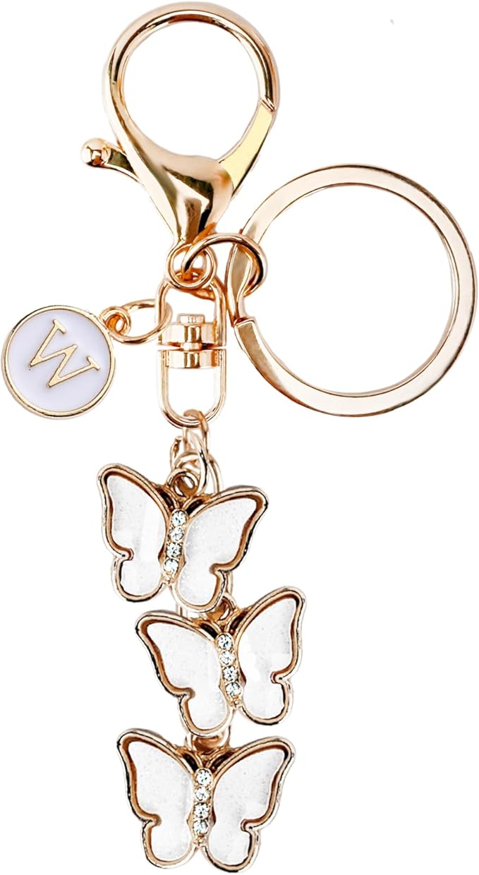 Bag Charms for Handbags- Cute Keychains for Women Car Keys Chain Accessories Beautiful Butterfly Letter Initial Charm