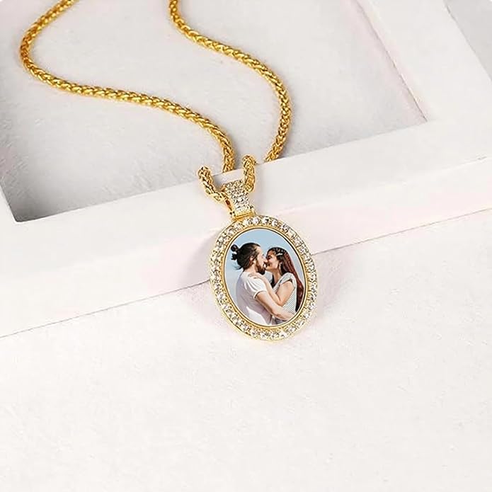 CLYLIFE Picture Necklace Personalized Photo,Custom Disc/Heart Pendant for Men Women Dad Mom Customized Necklace with Chain Photos Memorial Gifts for Mother's Day, Birthday, Anniversary