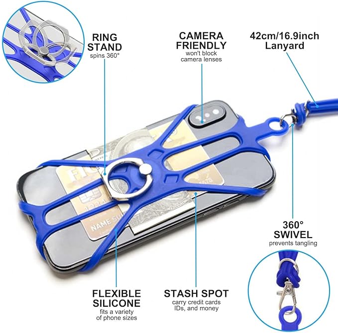 Cell Phone Lanyard Crossbody with Adjustable Neck Strap and Phone Ring Grip,Universal Lanyard for iPhone Lanyards