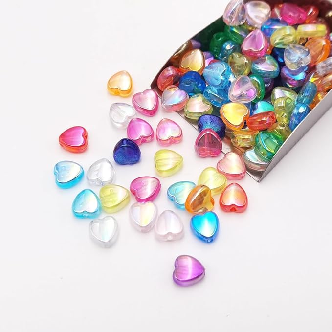 INSPIRELLE 600 Pieces Acrylic Star and Heart Beads AB Finish Spacer Beads for Jewelry Craft Making