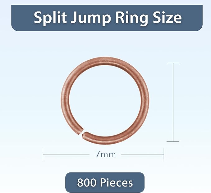 Mandala Crafts 7mm Antique Copper Colored Double Jump Rings for Jewelry Making - 800 Pcs Small Split Key Rings Set for Crafts, DIY Keychains, and Accessories