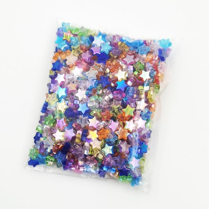 INSPIRELLE 600 Pieces Acrylic Star Beads AB Finish Spacer Beads for Jewelry Craft Making