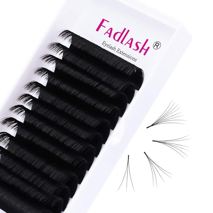 Lash Extension Supplies 0.03mm FADLASH Mega Volume Eyelash Extensions D Curl 16mm Self Fanning Lashes 5D 7D 10D Easy Fan Volume Lashes (0.03-D, 16mm)