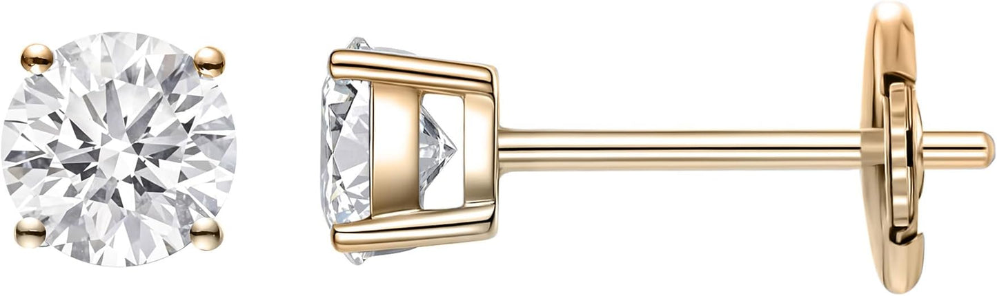 IGI Certified LAB-GROWN Round Cut Diamond Earrings 4 Prong (D-F Color, VS Clarity) Diamond Stud Earrings for Women, Elegant Stud Earrings