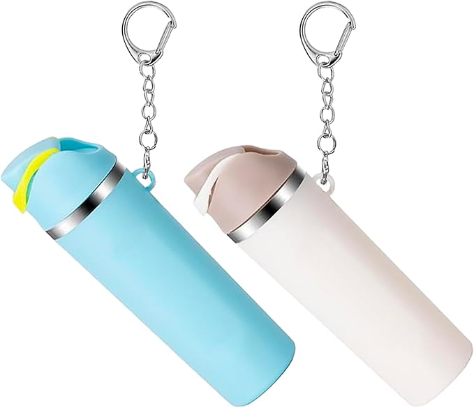 Mini Trendy Bottle Keychain Accessories Compatible with Owala Water Cute Tumbler Cup Chapstick Lip Balm Holder Charms