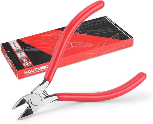 HAUTMEC 6" Flush Cutters Ultra Sharp Flush Cut Pliers Small Wire Cutters for Crafting, Spring Loaded and Non-slip Grip Wire Snips for Plastic, Jewelry Marking, Zip Tie, Artificial Flowers, HT0318