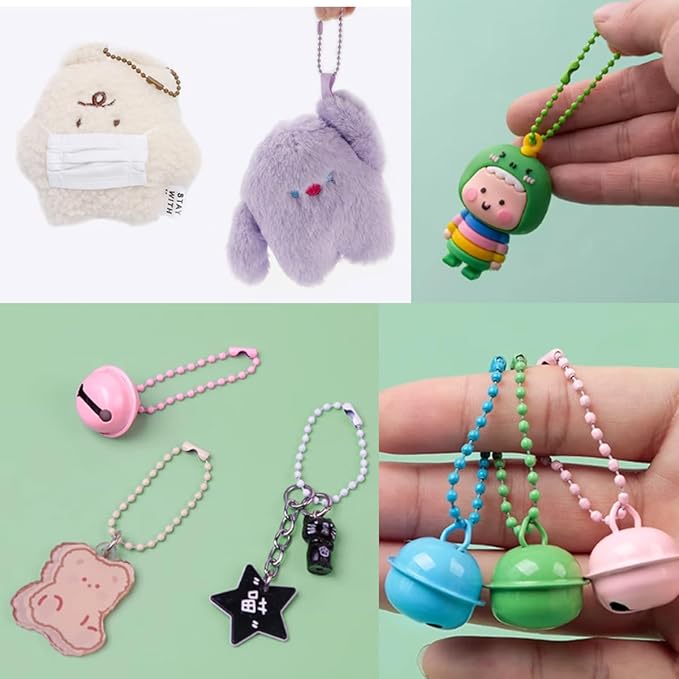 GXXMEI 220PCS 100mm Ball Bead Chain Ball Chain Keychain Dog Tag Necklace Chains Beaded Metal Keychain 2.4mm Beads Chains for Jewelry Making Steel Ball Bead Chain with Connector for Key Craft DIY