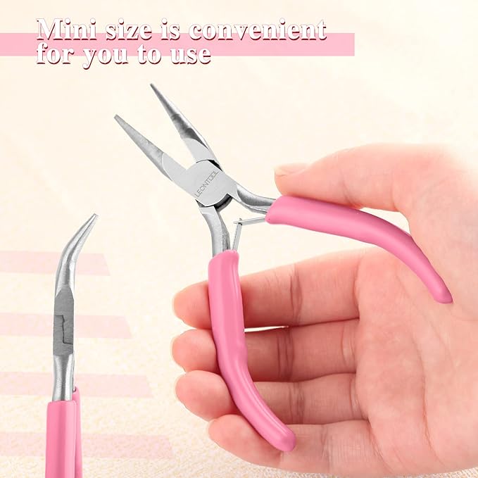 5-Inch Bent Chain Nose Pliers for Jewelry Making - Mini Bent Nose Pliers with Smooth Jaws, Ideal for Creating Bracelets, Earrings and Necklaces