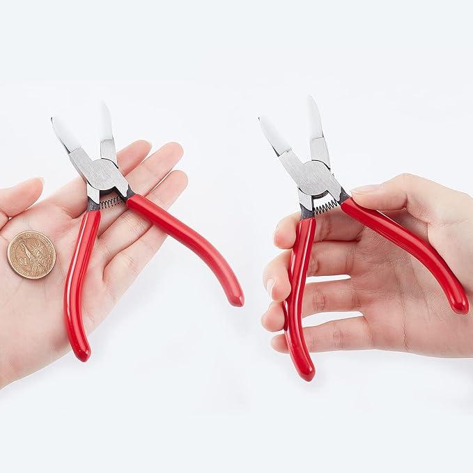 SUNNYCLUE 5.59Inch Rubber Flat Nose Pliers Double Nylon Jaw Mini Precision Plier Wire Beading Jewellery Tools for DIY Jewelry Making Repair Hobby Projects Crafts, Red