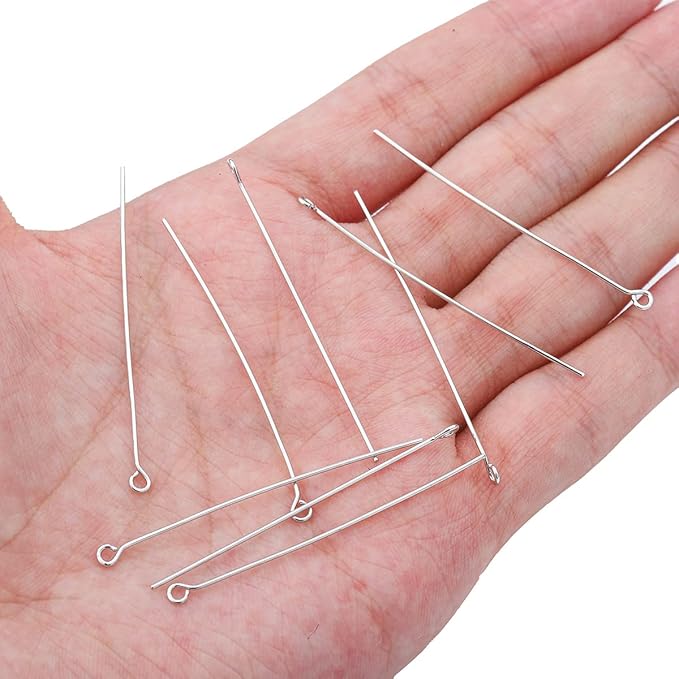 Platinum Plated Open Eye Pins Non Tarnish 50mm 100pcs for Jewelry Making Findings