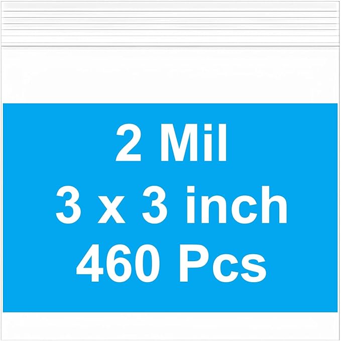 460pcs 3 x 3 inch Small Plastic Bags, 2 mil Thick, Zip Bag, Mini Clear Jewelry Bags, Baggies with Resealable Zip Bag for Small Business, Daily Vitamin, Jewelry, Candy