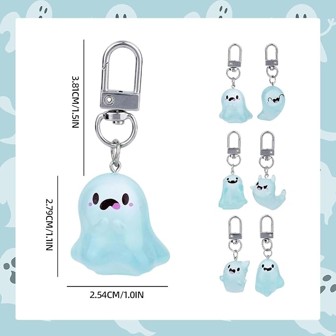 Halloween Funny Keychain, Cute Ghost Pendant Keyrings for Men, Unique Cool Gifts for Women Teens Couples Friends