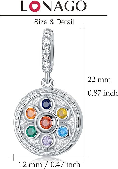LONAGO 925 Sterling Silver Personalized Photo Charm Fit Compatible for Bracelet Necklace Customized Heart Round Shape Picture Bead