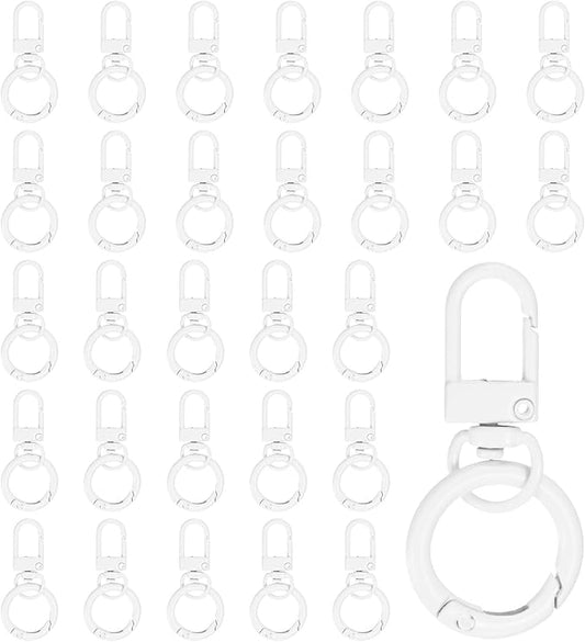 30-Pack Lobster Claw Clasp, Zinc Alloy Swivel Trigger Snaps Spring Clasps Hooks for Keychain Buckle/Lanyard/Straps/Purse, Spring Clasps Clips [White]