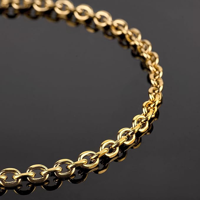 UMAOKANG 5 Meters Gold Cable Chain for Jewelry Making Stainless Steel Bulk Chains on Spool with Jump Rings and Lobster Clasps
