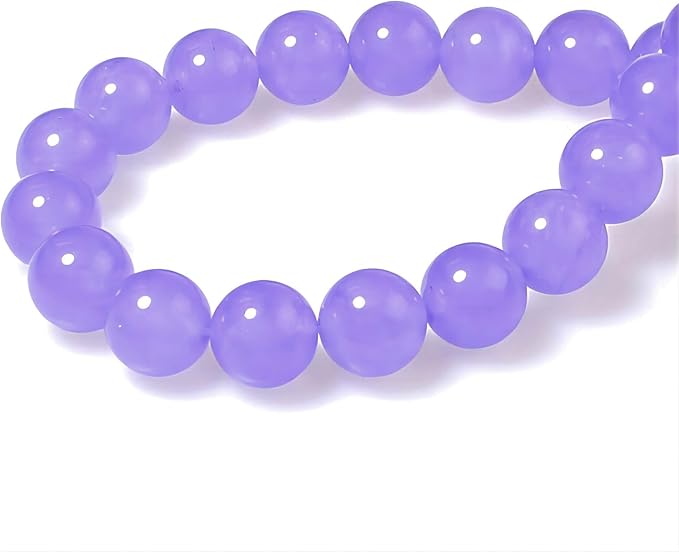 MJDCB Stone Beads 8mm 43pcs Round Lavender Purple Jade Loose Gemstone Bead Charms for Jewelry Making Bracelet Necklace Earring Pendant