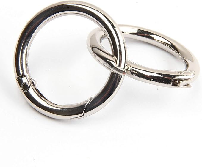 20pcs Trigger Spring O Rings Round Carabiner Clip Snap for Keyrings Buckle, Bags,Purses (Silver, 3/4 inch)