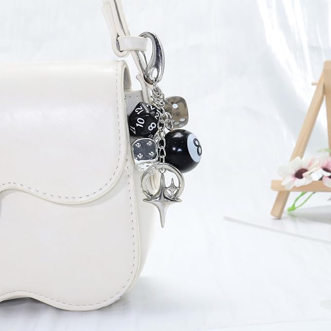 8 Ball Dice Keychain, Y2k Dice Purse Bag Charm with Cherry Star Heart Handbag Accessories for Women Men