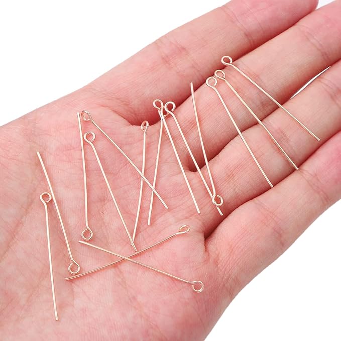 Rose Gold Plated Open Eye Pins Non Tarnish 35mm 150pcs for Jewelry Making Findings