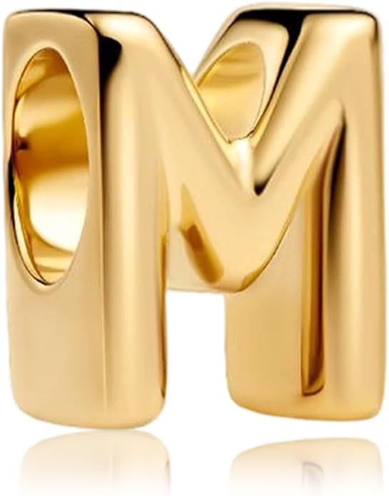 S925 A-Z 14K Gold Plated Initial Letter Alphabet Charms for Pandora Bracelets and Necklaces Women, Gifts for Couple Family Friend on Birthday Anniversary Christmas Mothers Valentine's Day Grad