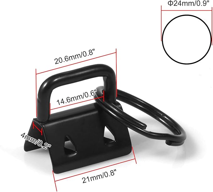 SPEEDWOX 20 Pcs 0.8" Dark Black Key Fob Hardware Set with Pliers, 8 Inch Glass Breaking Pliers with Rubber Tips TPR Handles, for Wristlet Keychain Key Lanyard Making