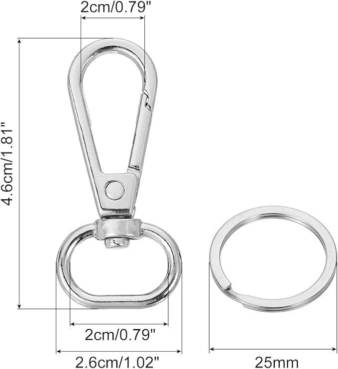 uxcell 12 Pcs Swivel Clasp Hook, 0.59" Purse Snap Clasps Detachable for Bag, Silver