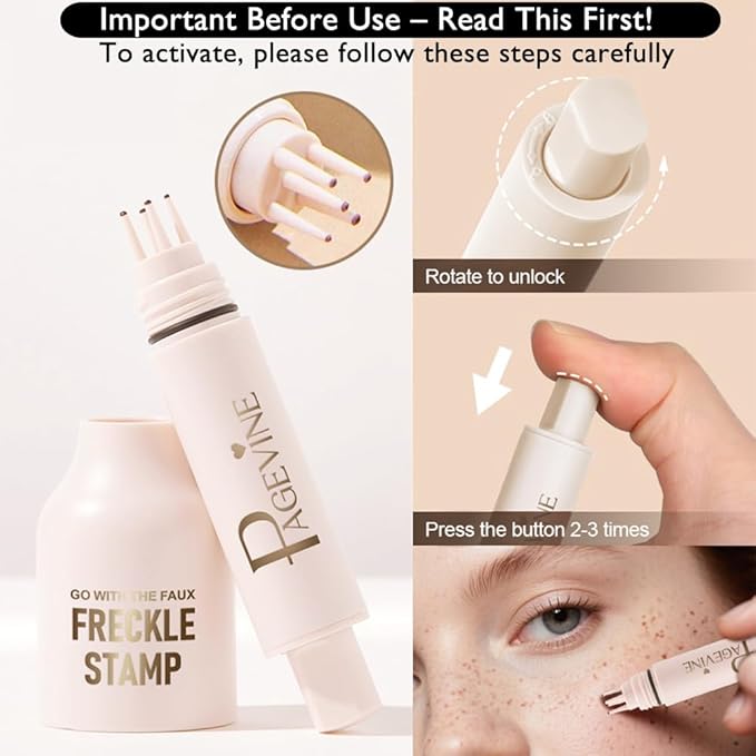 Upgrade Faux Freckle Stamp Pen – Waterproof Fake Freckles Makeup Tool, Natural-Looking Freckle Maker & Spray with Multi-Prong Precision Stamp Head, Long-Lasting Sunkissed Makeup (1# LIGHT)