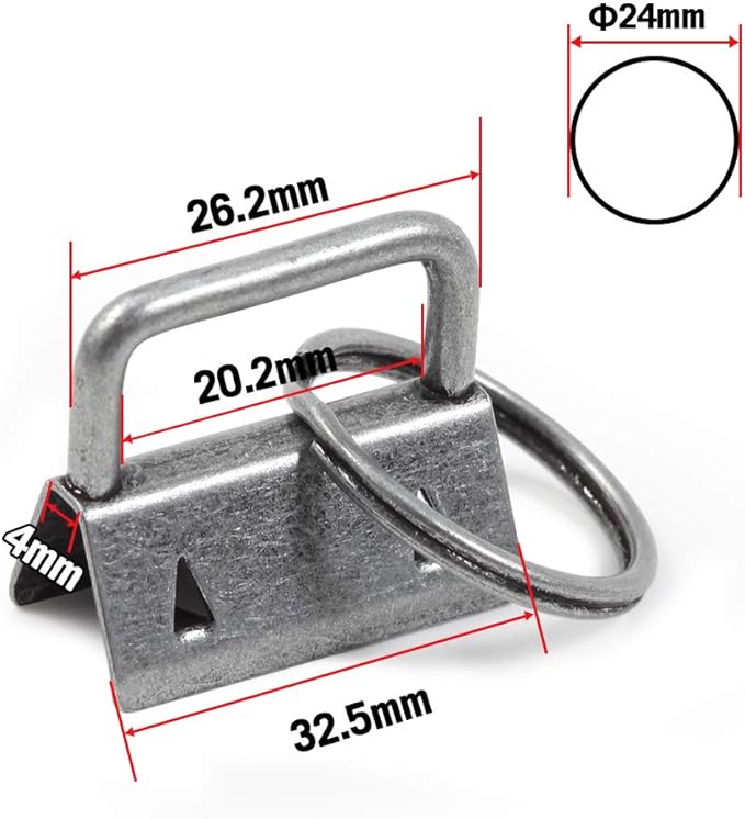 SPEEDWOX Key Fob Pliers and 20 Sets 1 Inch Key Fob Hardware with Keychain Split Rings Webbing Fabric Strapping Wristlet Set Dark Nickel Glass Breaking Pliers Tools with Rubber Tips